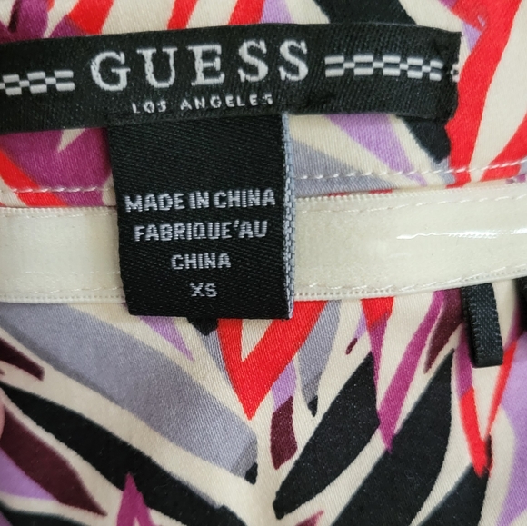 NWOT GUESS Clara Strapless Ruffle Sleeve Mini Dress Red Purple - Picture 15 of 16